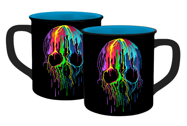 13632 Tasse Neon Skull Emaille-Optik 400ml