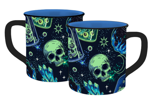 13626 Tasse Witchcraft Skull Emaille-Optik 400ml